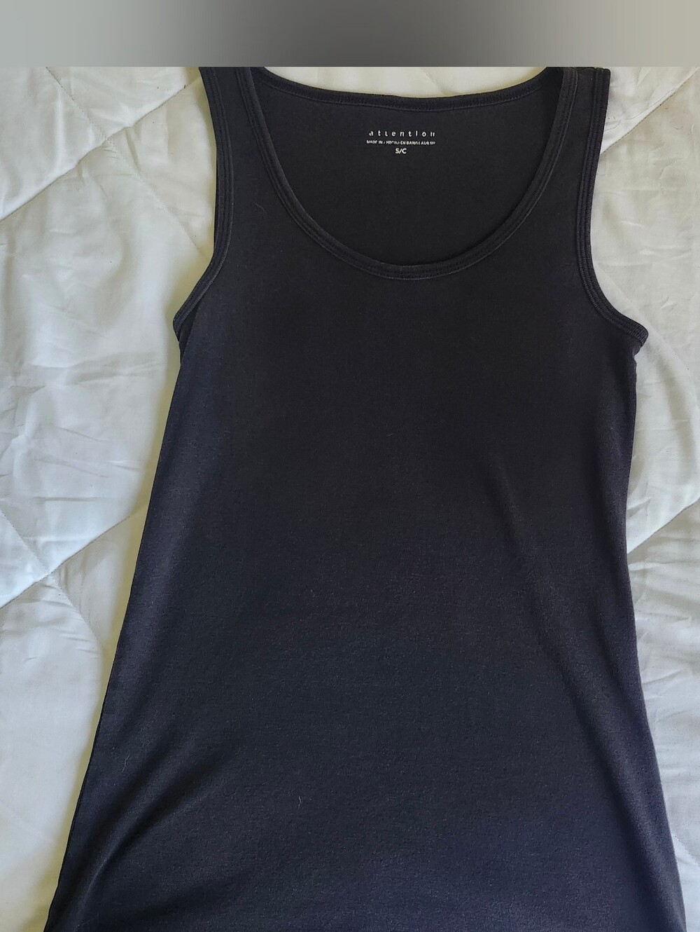 Attention Black Scoop Neck Tank Top - Women's Sleeveless Ribbed Basic